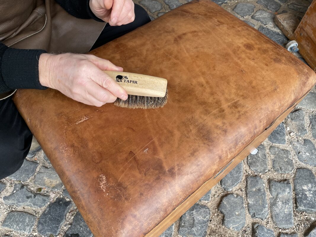 Bürsten des Leders